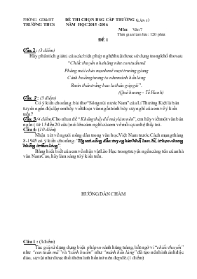 Đề thi chọn học sinh giỏi cấp trường (lần 1) năm học 2015 -2016 môn Văn 6